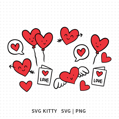 Cute Hearts Starbucks Wrap SVG Cut File