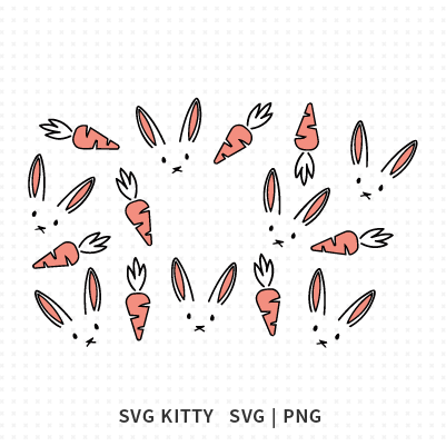Easter Bunny Doodle with Carrots Starbucks Wrap svg cut files