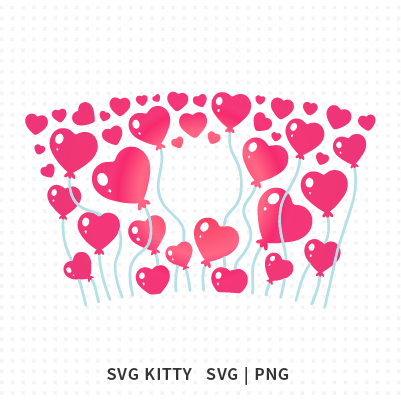 Heart Shaped Balloons Starbucks Wrap SVG Cut File