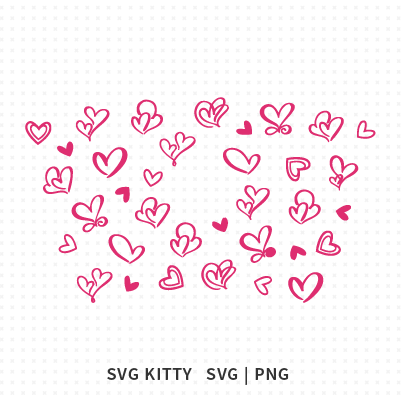 Pink Doodle Hearts Starbucks Wrap SVG Cut File