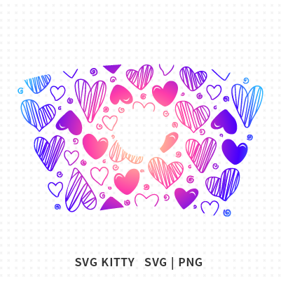 Purple Pink Hearts Starbucks Wrap SVG Cut File