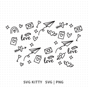Valentine Doodles Starbucks Wrap SVG Cut File