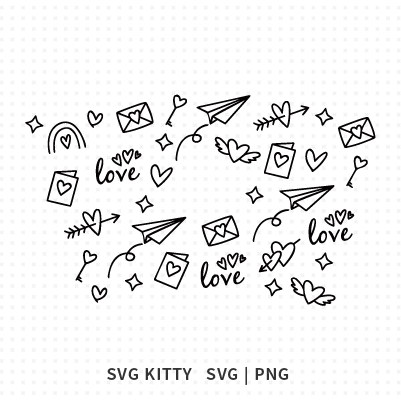 Valentine Doodles Starbucks Wrap SVG Cut File