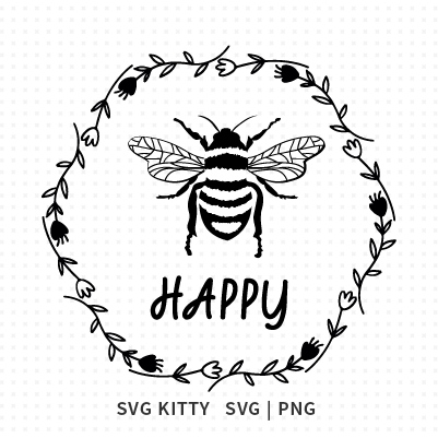 Bee Happy Wreath SVG Cut File