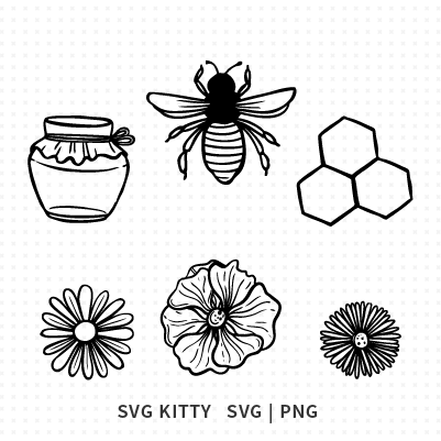 Bee Honey and Flowers SVG Cut File