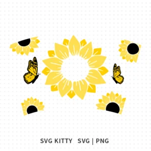 Butterfly and Sunflower Starbucks Wrap SVG Cut Files