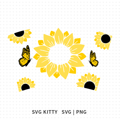 Butterfly and Sunflower Starbucks Wrap SVG Cut Files