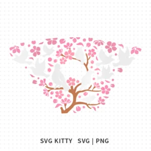 Doves and Sakura Starbucks Wrap SVG Cut Files