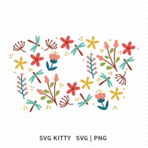 Dragonflies and Spring Flowers Starbucks Wrap SVG Cut Files
