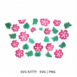Hibiscus and Leafs Starbucks Wrap SVG Cut Files
