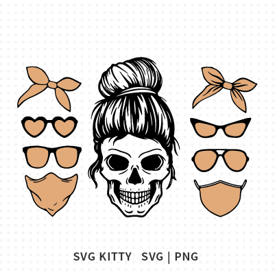 Messy Bun Skull SVG Cut File