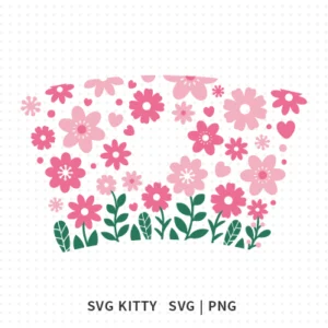 Pink Flowers Starbucks Wrap SVG Cut Files