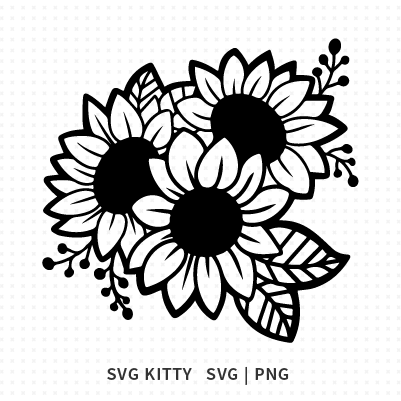 Outline Sunflowers SVG Cut File