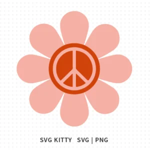 Retro Peace Flower SVG Cut File