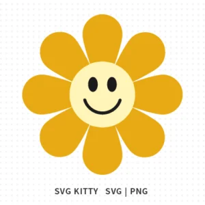 Retro Smiley Flower SVG Cut File