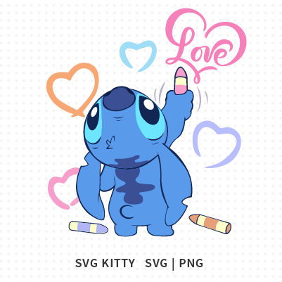 Stitch Love and Hearts SVG Cut File
