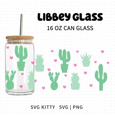 Cactus and Scullent Libbey Can Glass Wrap SVG Cut File