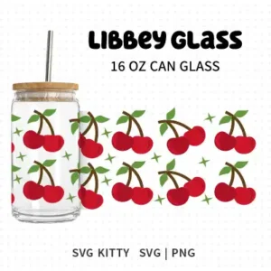 Cherries Libbey Can Glass Wrap SVG Cut File