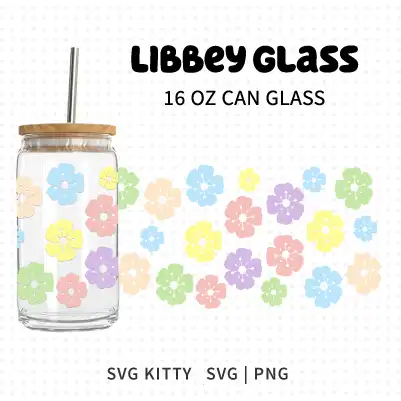 Cherry Blossom Libbey Can Glass Wrap SVG Cut File