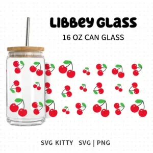 Cherry Libbey Can Glass Wrap SVG Cut File