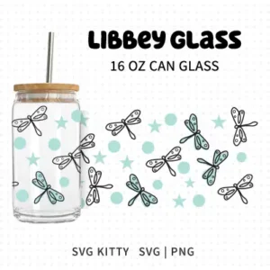 Dragonfly Libbey Can Glass Wrap SVG Cut File