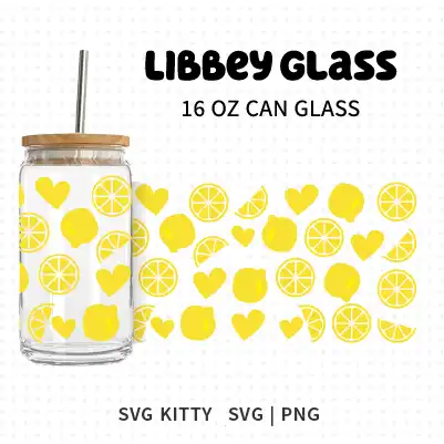 Lemon Libbey Can Glass Wrap SVG Cut File