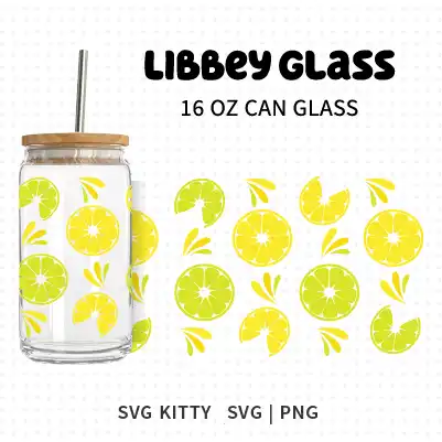 Lemon and Lime Libbey Can Glass Wrap SVG Cut File