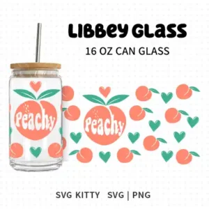 Peach Libbey Can Glass Wrap SVG Cut File