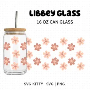 Spring Flower Libbey Can Glass Wrap SVG Cut File