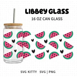 Watermelon Libbey Can Glass Wrap SVG Cut File