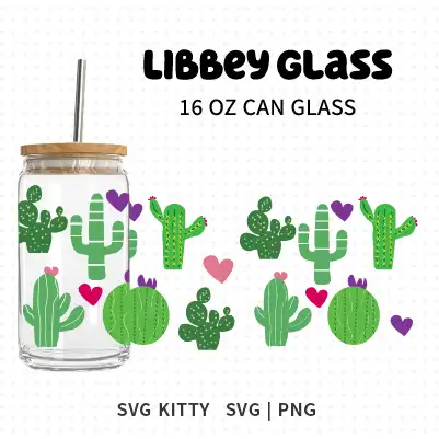 Cactus Libbey Can Glass Wrap SVG
