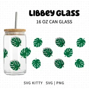 Monstera Libbey Can Glass Wrap SVG