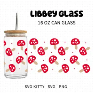 Amanita Mushroom Libbey Can Glass Wrap SVG
