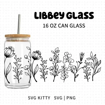 Wildflowers Libbey Can Glass Wrap SVG