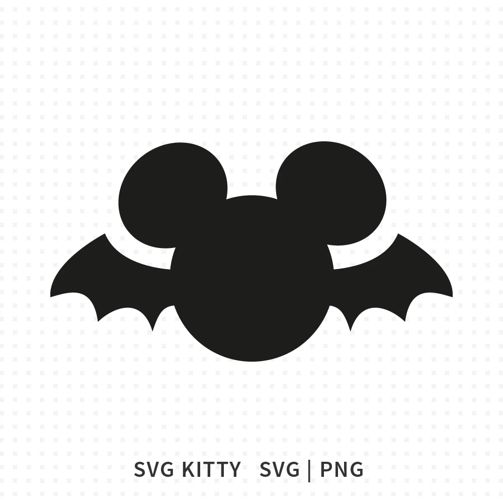 Mickey bat Halloween SVG cut file silhouette with bat wings and Mickey ears, designed for Cricut and Silhouette Halloween crafts.